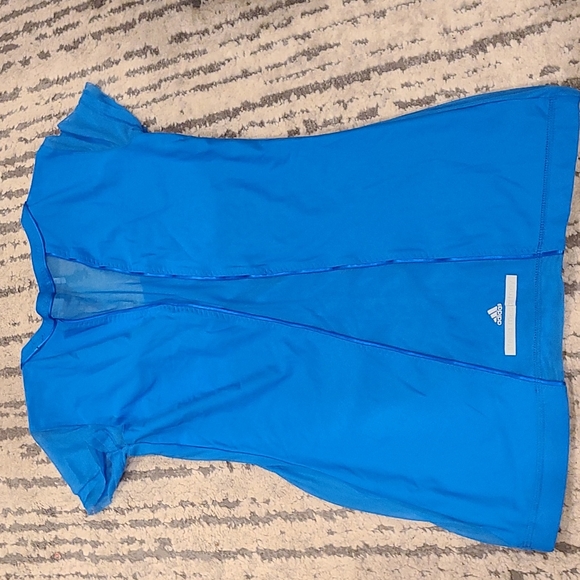 Adidas by Stella McCartney Tops - Stella mccartney Adidas blue nylon short sleeve with mesh overlay